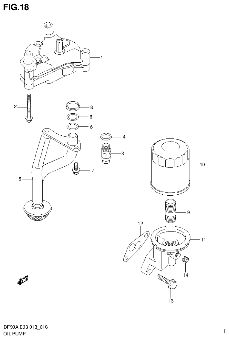 Suzuki DF80A, DF90A OIL PUMP parts diagram
